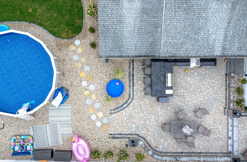 Landscaping Patio and Pool Drone Photo Connecticut visual media services patio drone photo