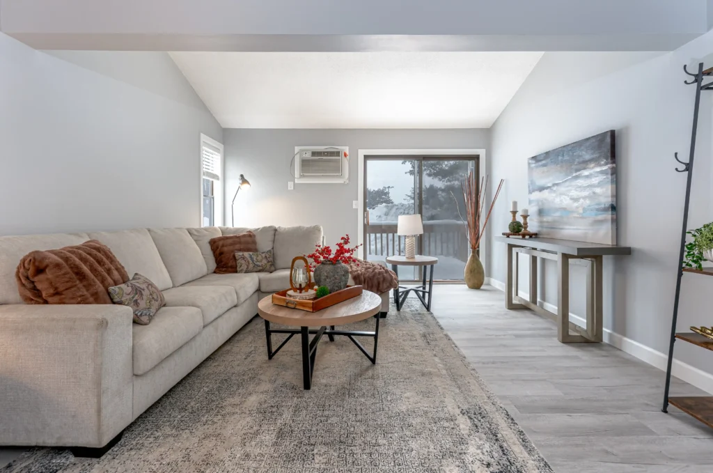 Condo Living Room in Winter Warm Condo Living Room in Winter